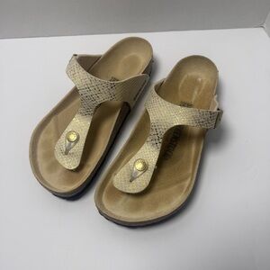 Birkenstock Gold Snake Print Buckle Slide Sandal EU 38, US 7-7.5